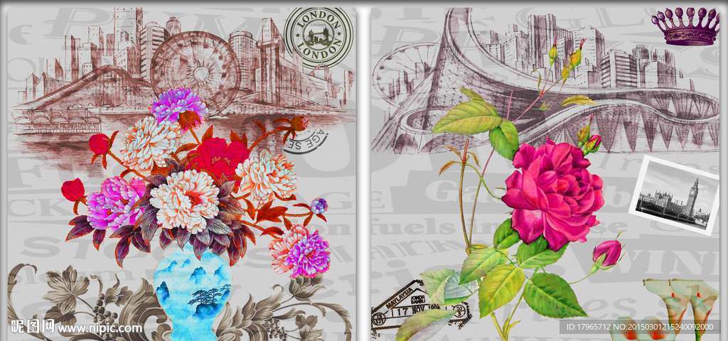 欧美花卉装饰画