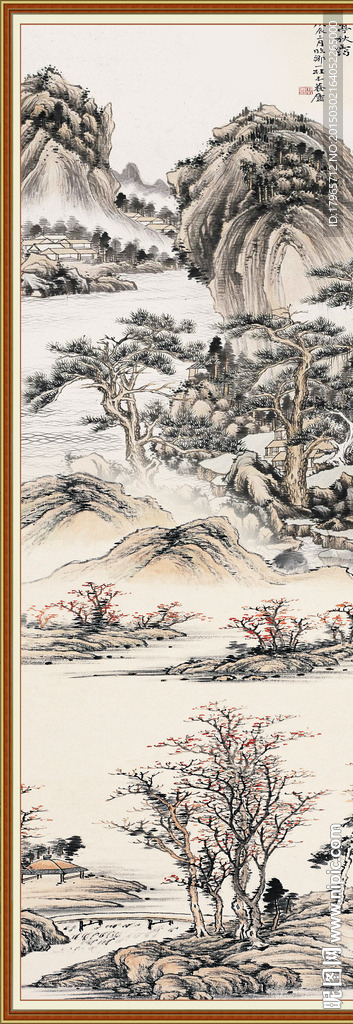 山水玄关书法画