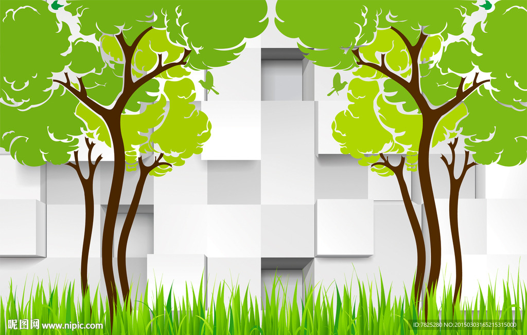 清新电视背景墙 大型巨画