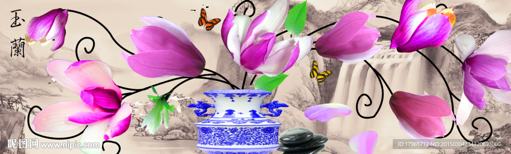 玉兰花装饰画