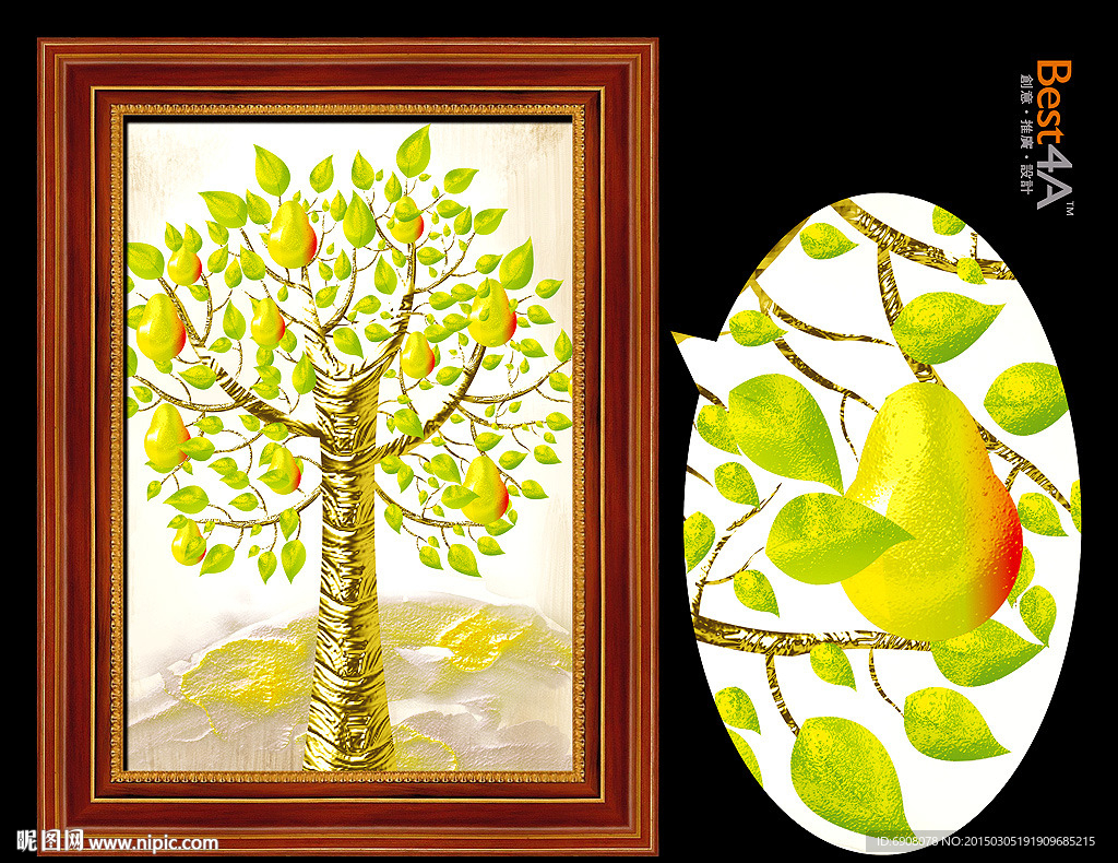 高清分层立体抽象树木油画