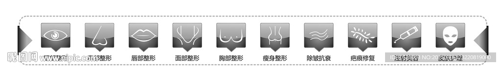 整形美容医院医疗项目矢量图标