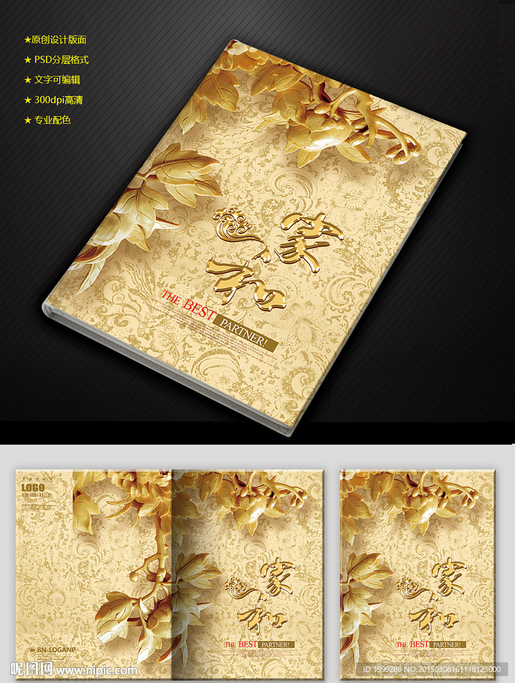 金色木雕装饰公司画册封面设计