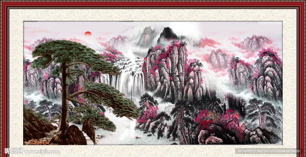 国画迎客松