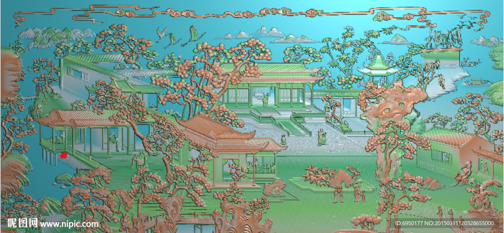 怡红院山水人物风景精雕