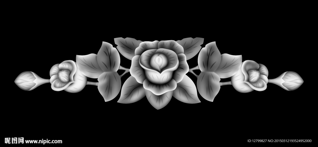 玫瑰洋花灰度图