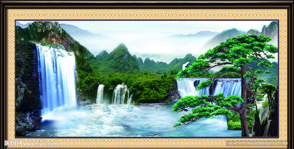 迎客松风景画