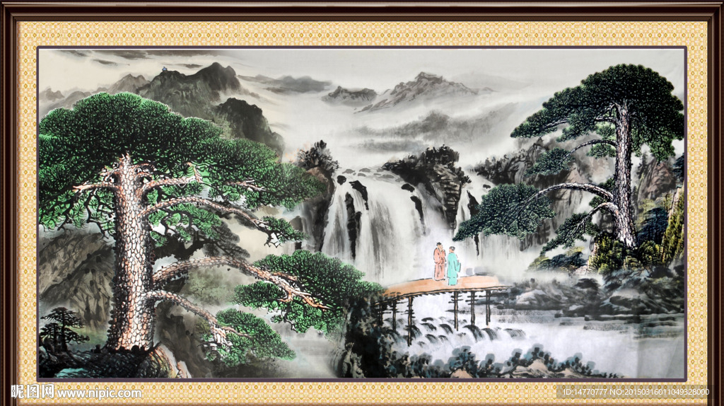 国画迎客松