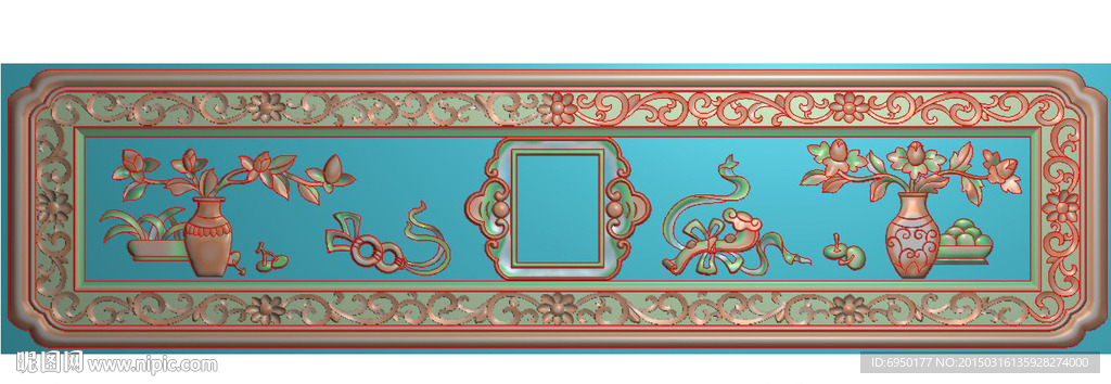 洋花如意寿盒骨灰精雕图灰度浮雕