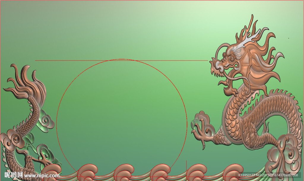 单龙茶盘雕刻精雕图 浮雕灰度