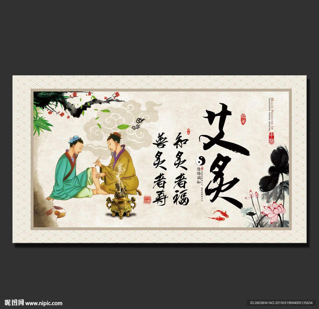 中医养生艾炙展板