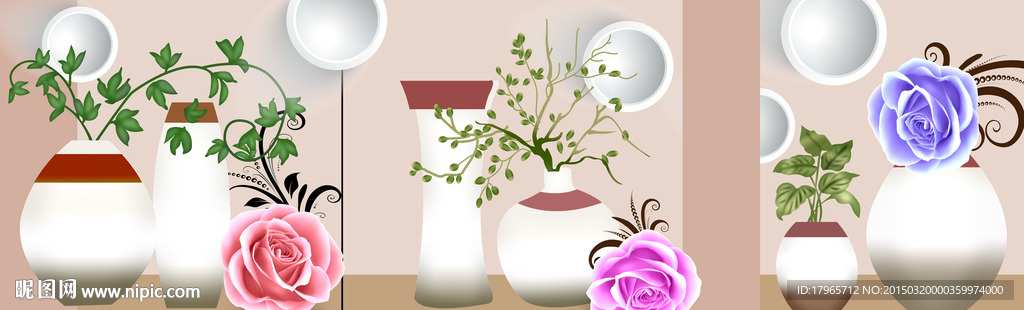 花瓶无框画
