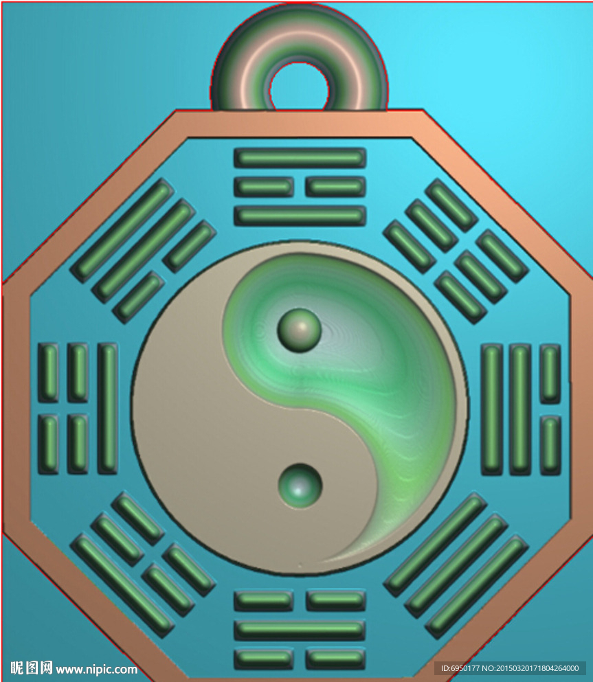 八卦挂件挂饰精雕浮雕灰度