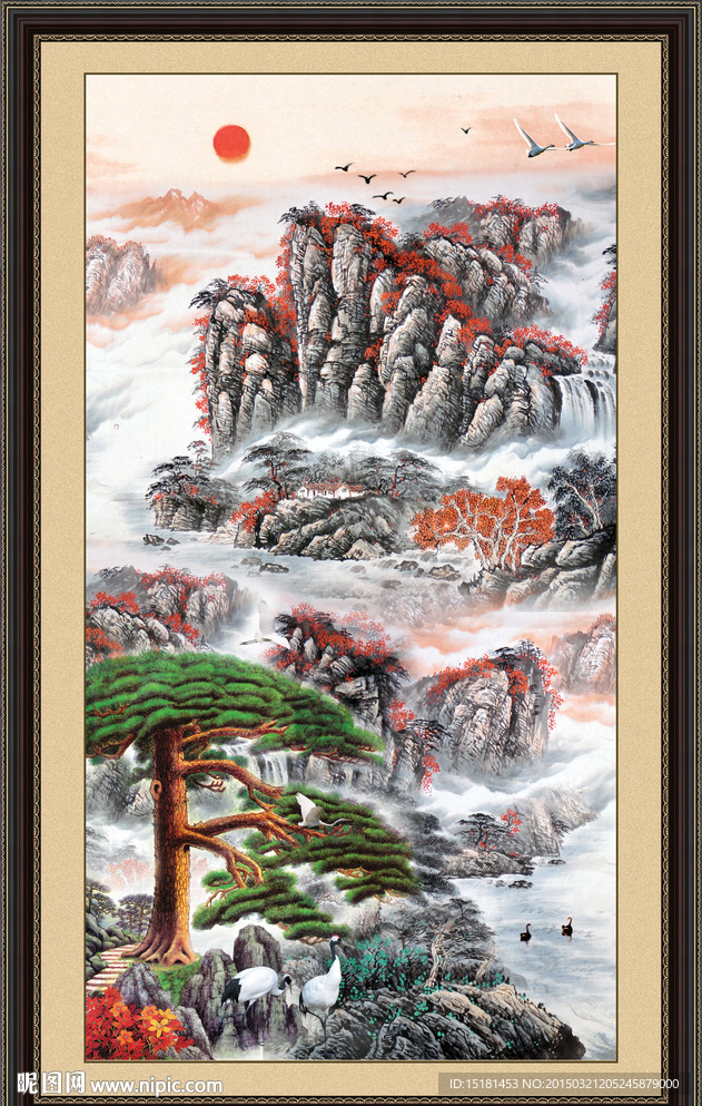 国画迎客松