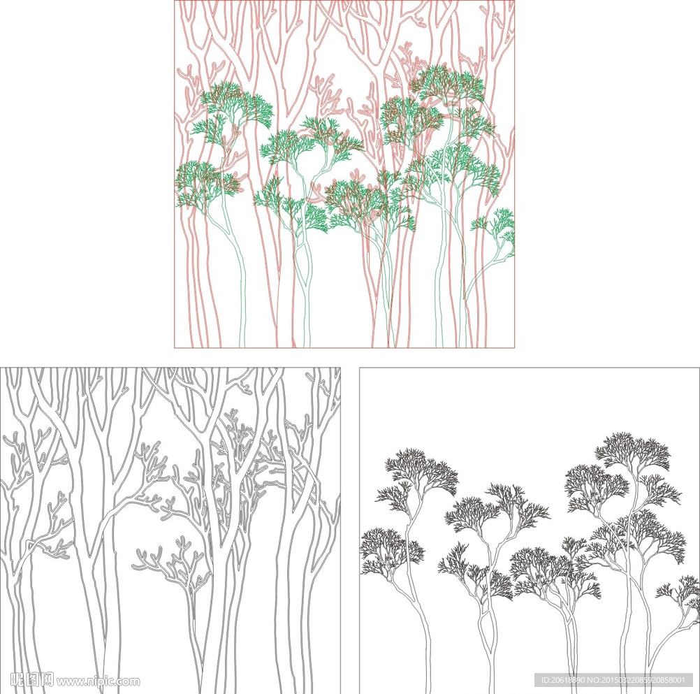 树 线条图黑白图