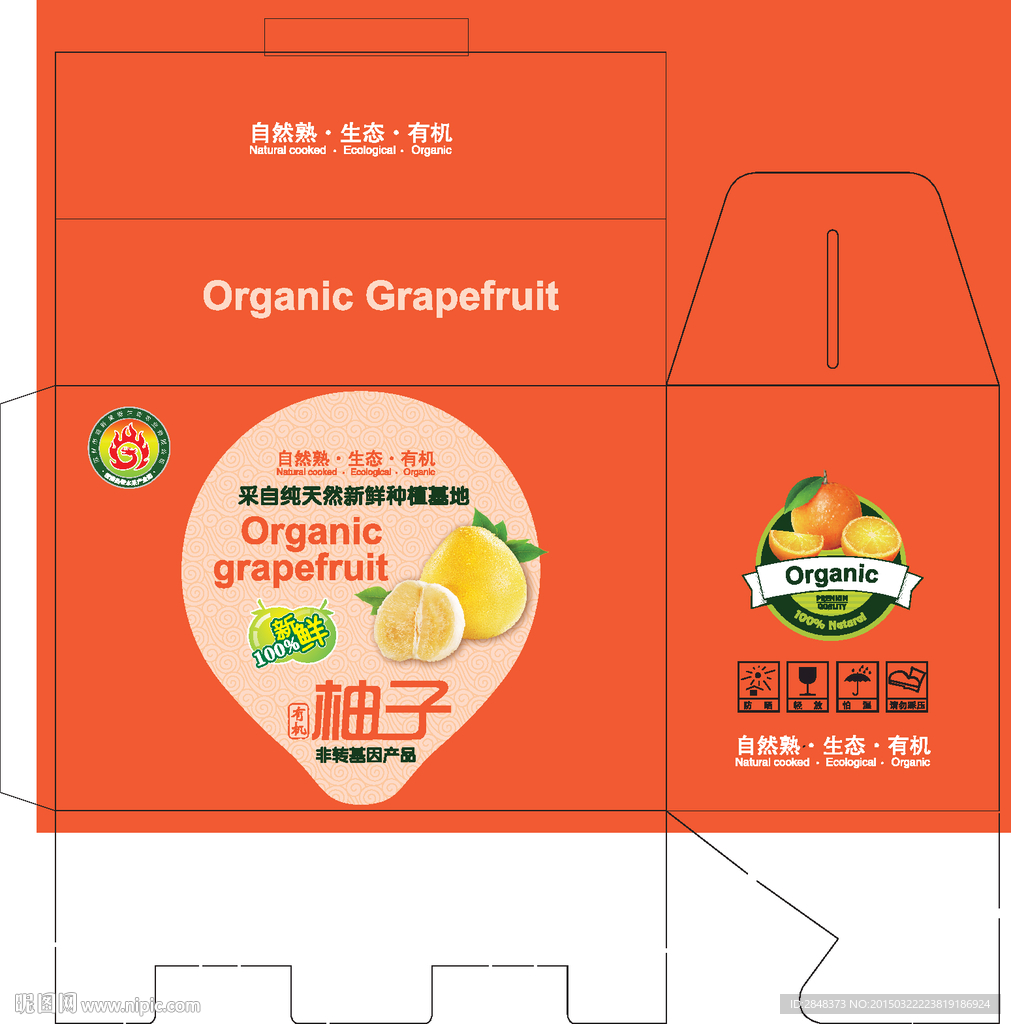 有机柚子水果箱展开图