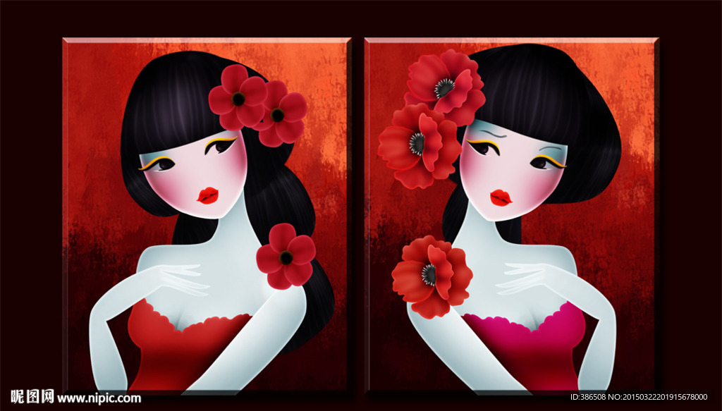 无框画　人物　美女