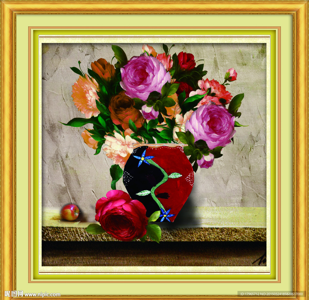 油画花卉花瓶