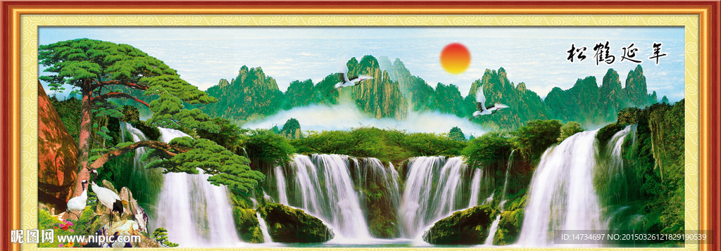 松鹤延年 十字绣图