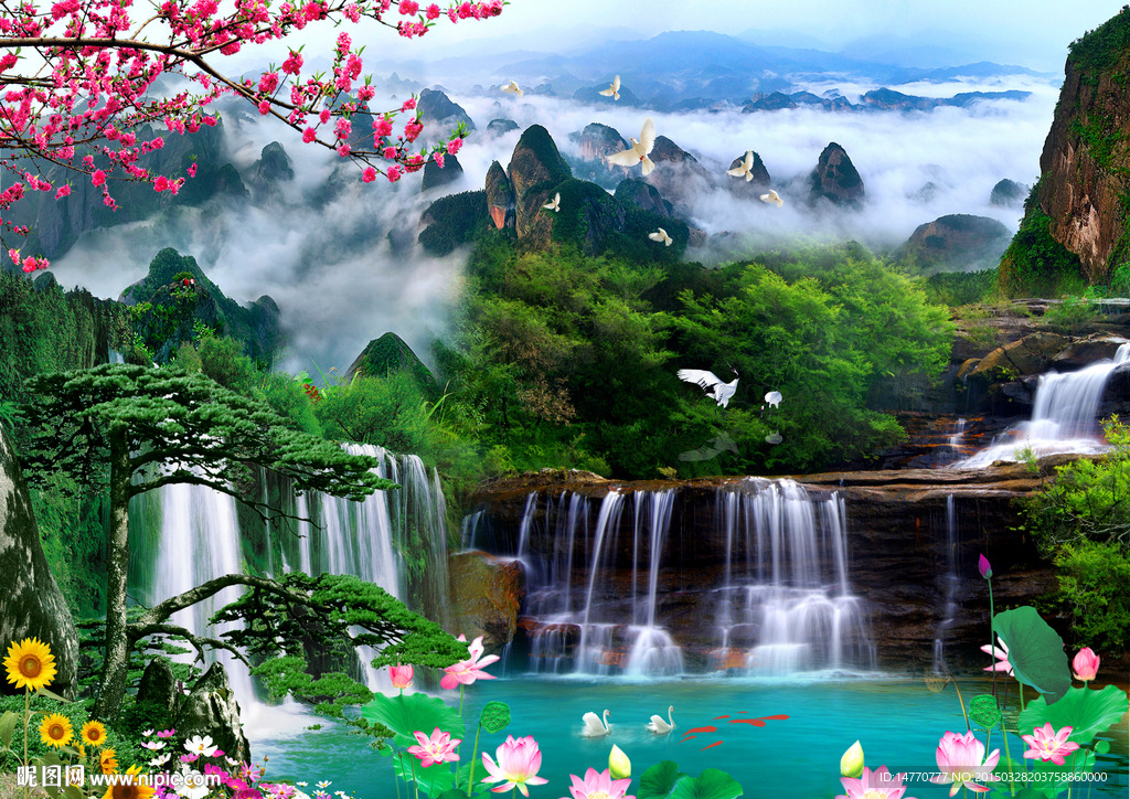 迎客松风景山水