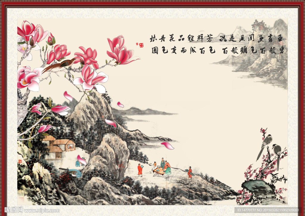 花鸟风景国画图