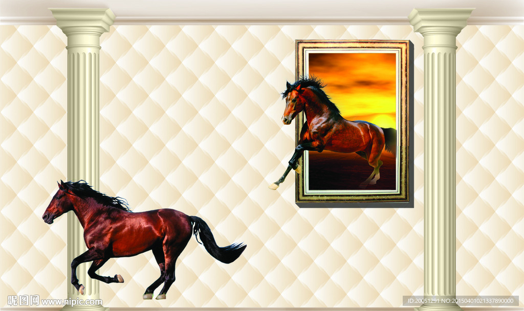 3d背景 奔腾骏马