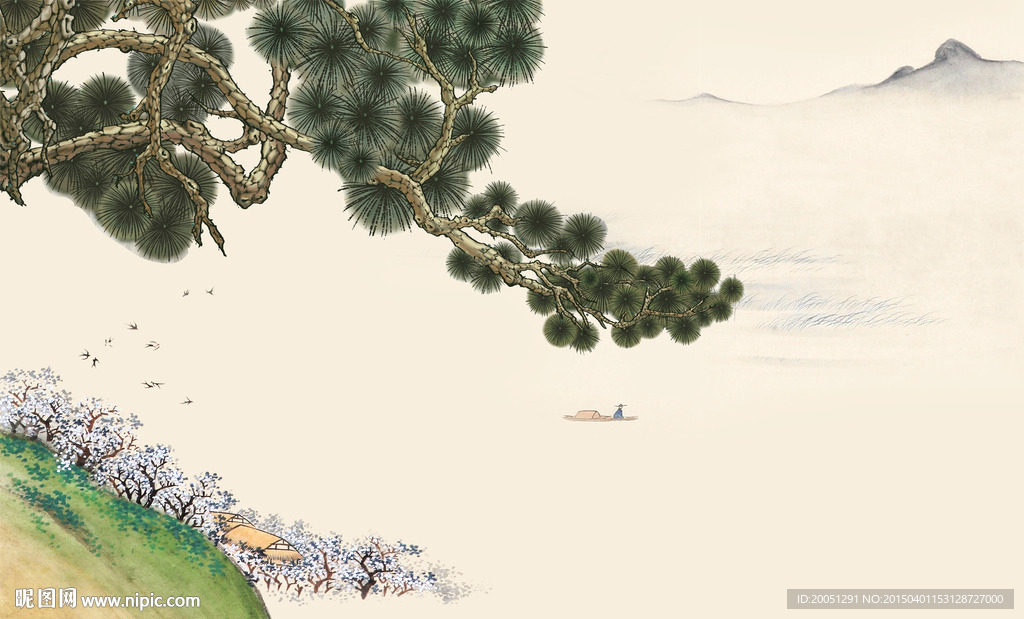 3d背景墙 国画风景