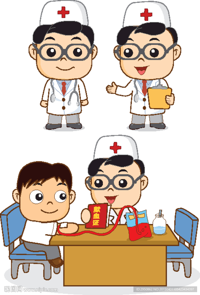 可爱卡通医生矢量造型图