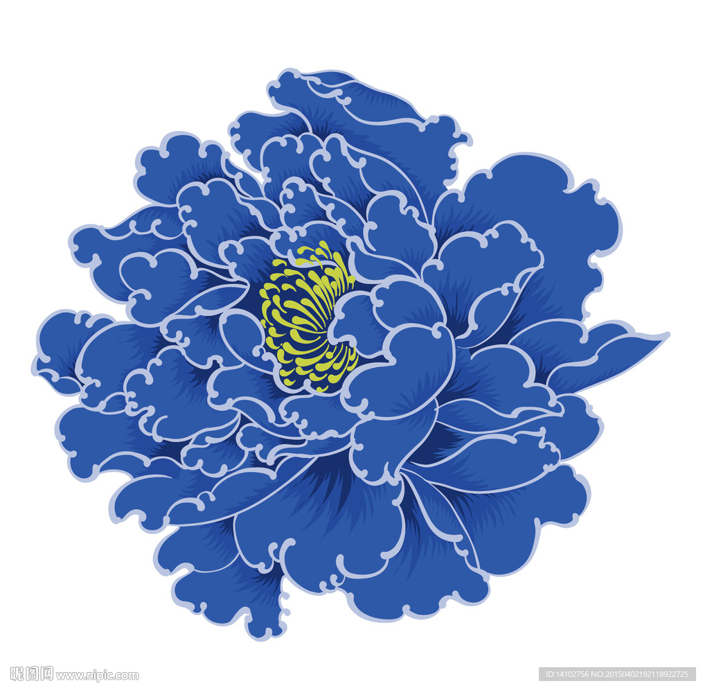 蓝色牡丹花头