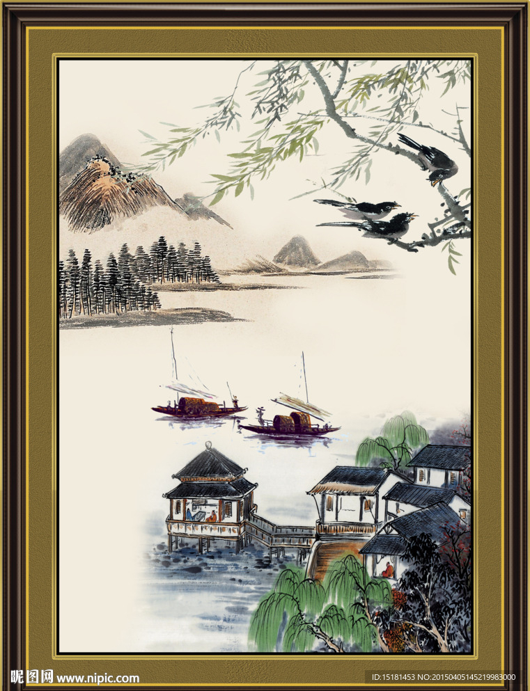 风景国画花鸟图