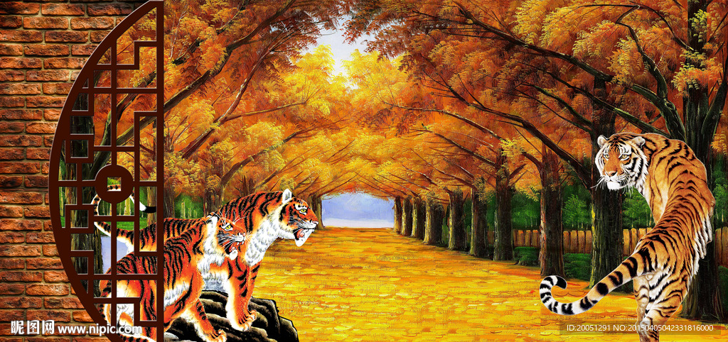 3d电视背景 黄金树林