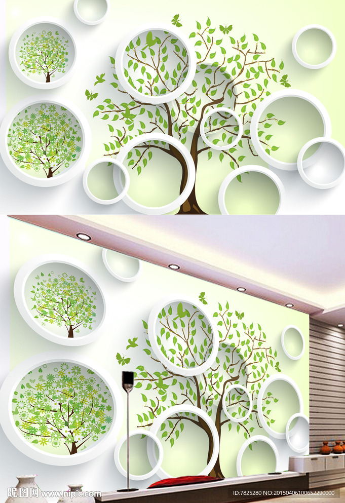 3D树林电视背景墙图片