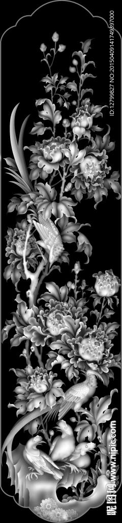 花鸟灰度图