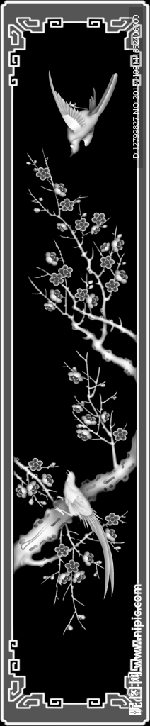 花鸟灰度图