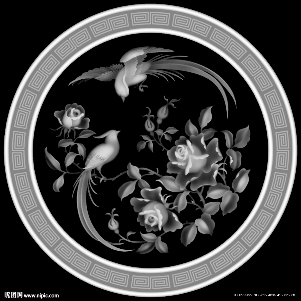 花鸟灰度图