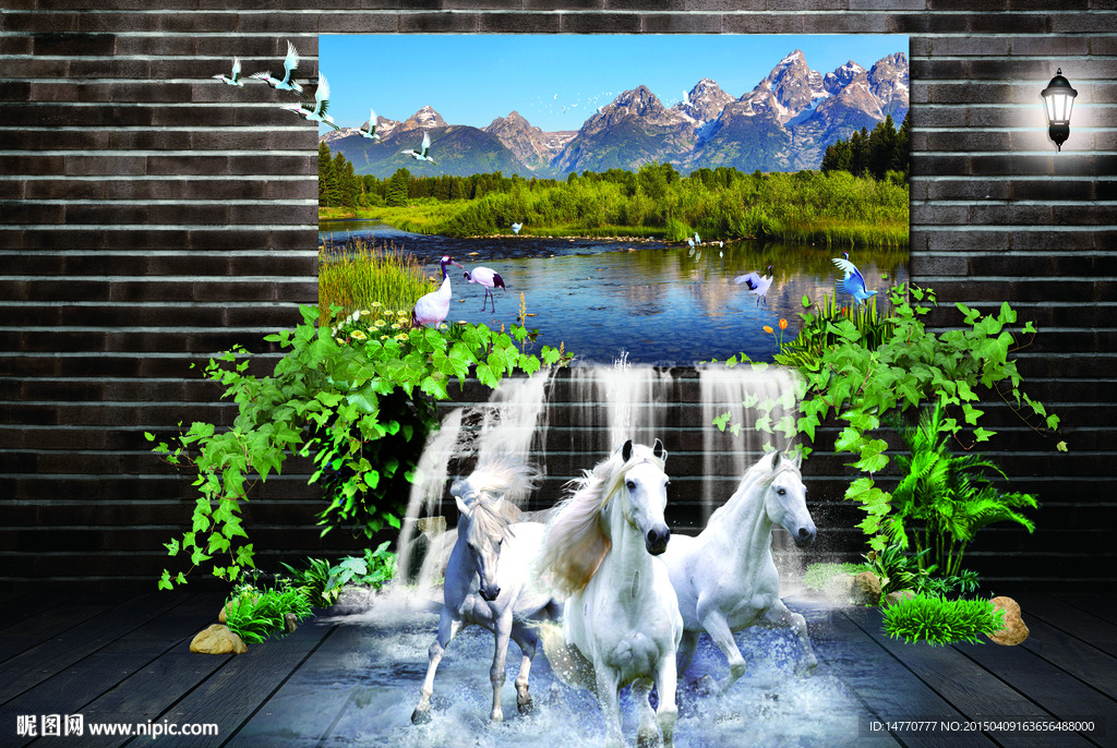 大型壁画 万马奔腾