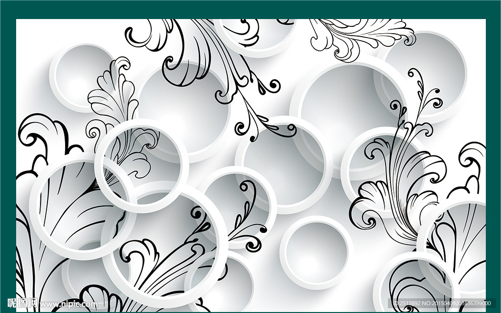 花纹3D电视背景墙壁画