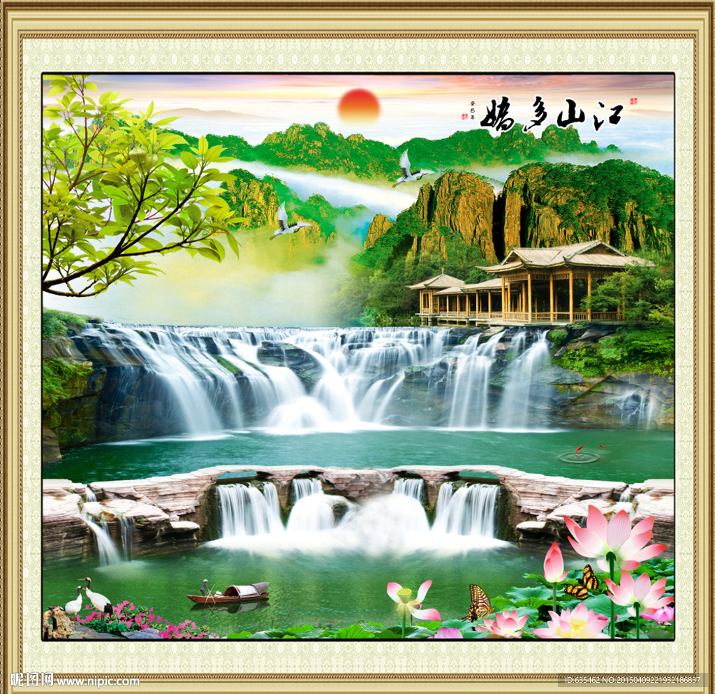 山水画   电视背景墙画