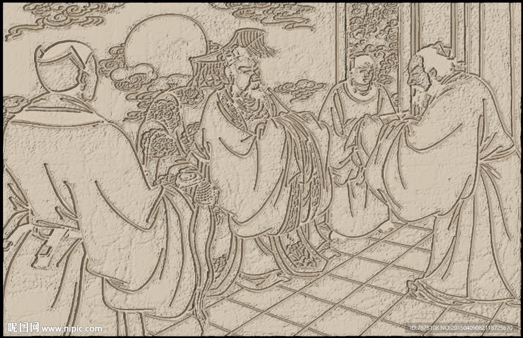墨子救宋版画浮雕