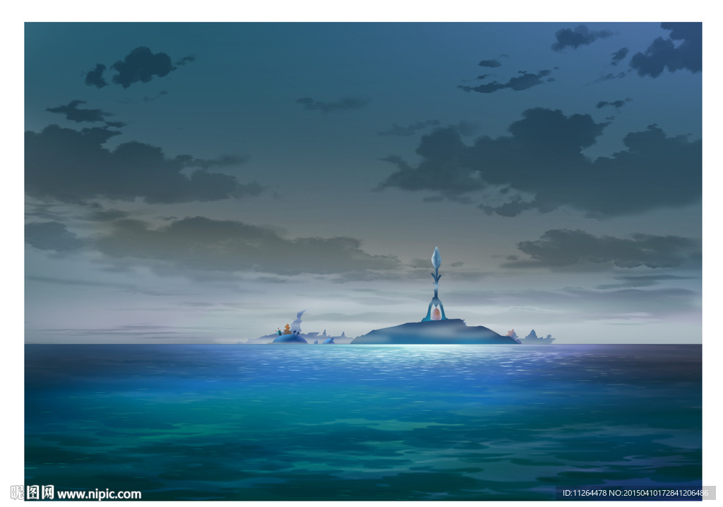 海港灯塔雾影