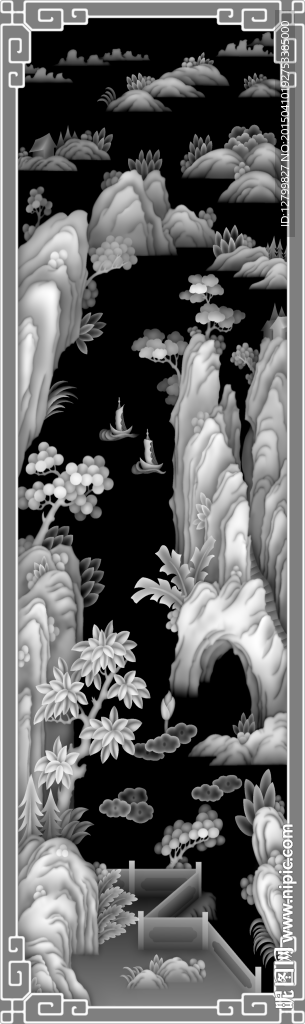 山水灰度图