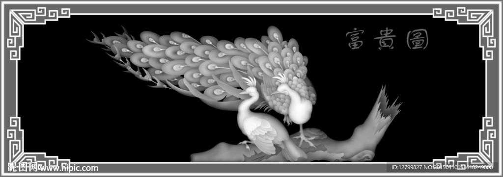 孔雀大板灰度图