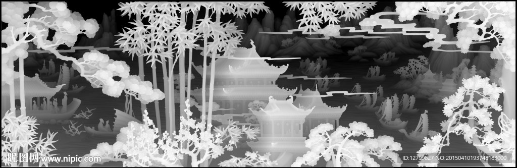 精品山水灰度图