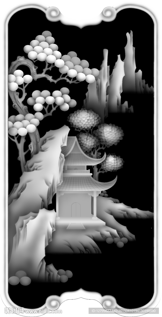 山水灰度图