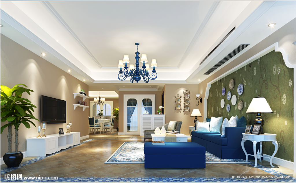 地中海风格客厅效果图