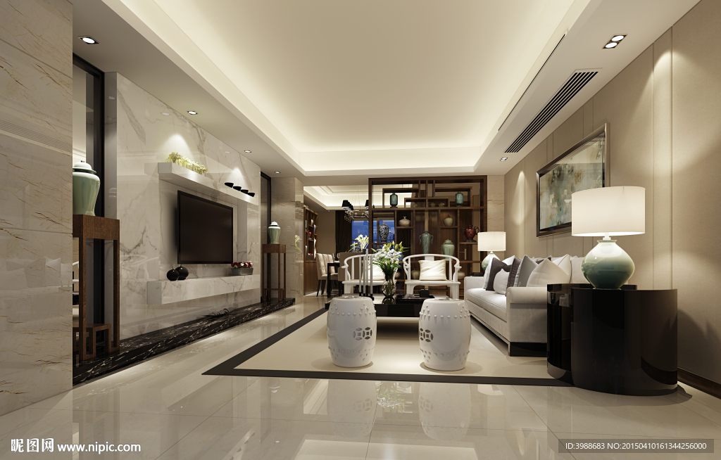 中式客厅效果图