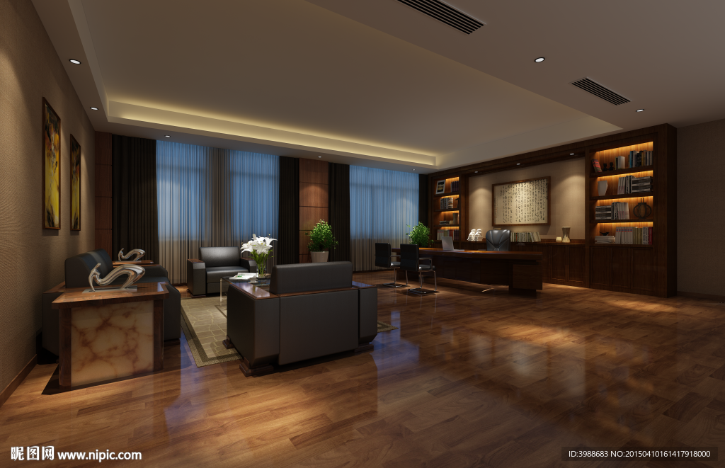 总经理办公室效果图