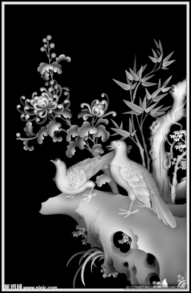 精品花鸟灰度图