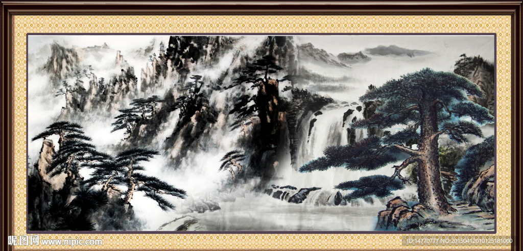 国画迎客松