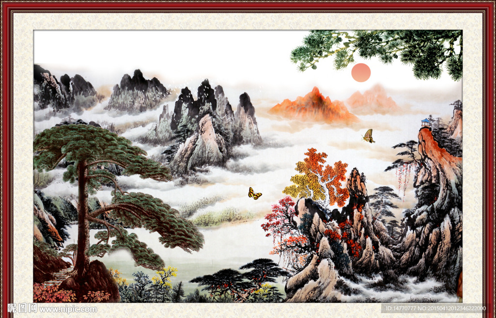 国画迎客松